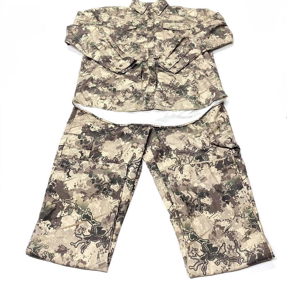 True Timber Camo Men's L Viper Ripstop Button Down Hunting Shirt W/ 2XL Pants
